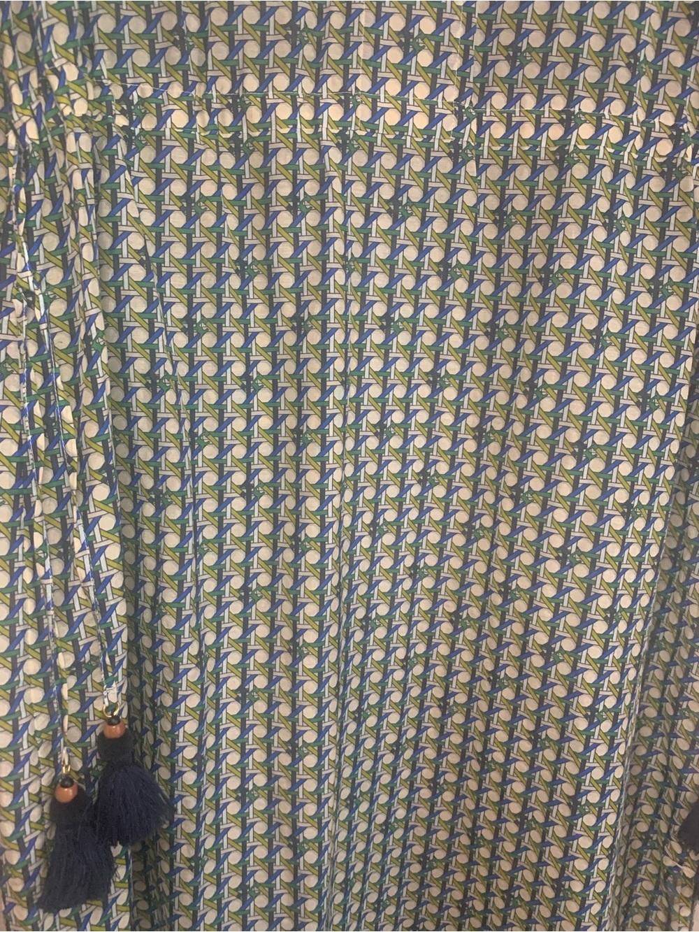 Tory Burch Basket Weave Geo Logo Cotton Caftan Maxi Dress Size M - Picture 7 of 7